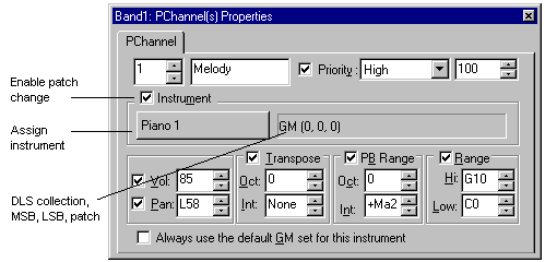 Instrument settings 