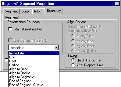 Performance Boundary options