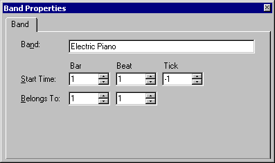 Band Properties window 