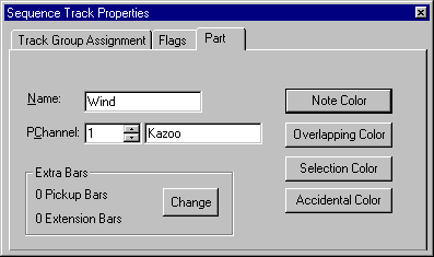 Sequence Track Properties window