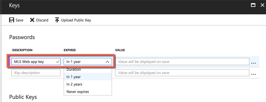 Screenshot that shows the Passwords screen.