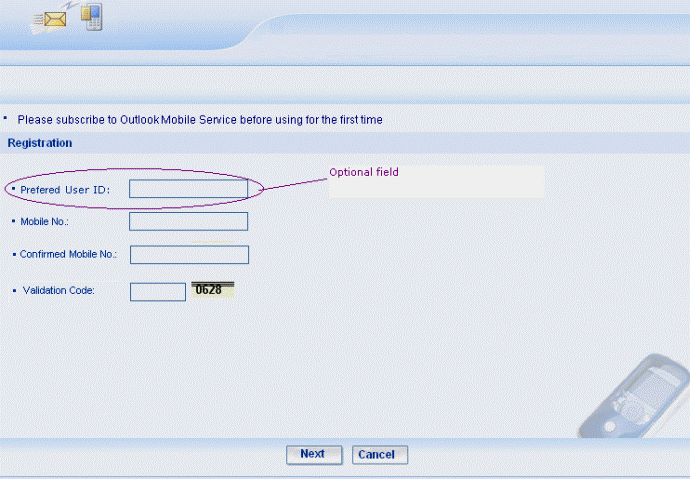 Registration page