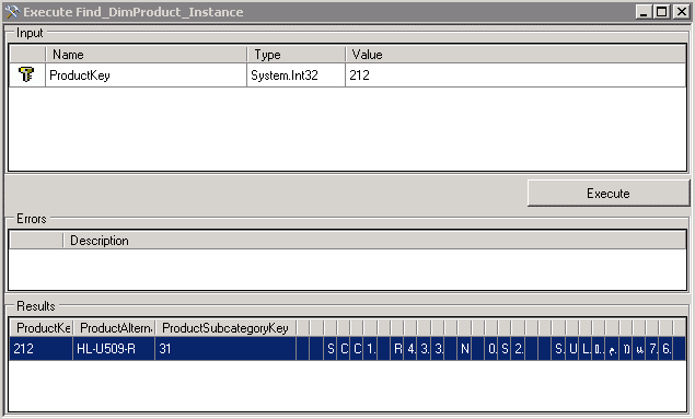 Find_DimProduct_Instance method results