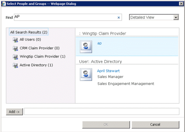 Selecting "AP" from Wingtip Claim Provider