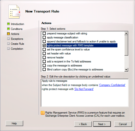 Creating a Transport Protection Rule