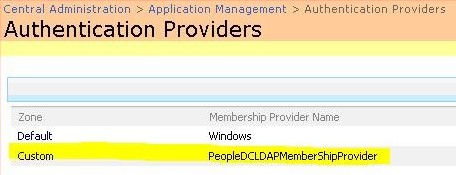 Central Administration - authentication providers