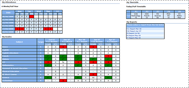 summary reports for a student