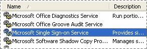 Excel Services - Services dialog box