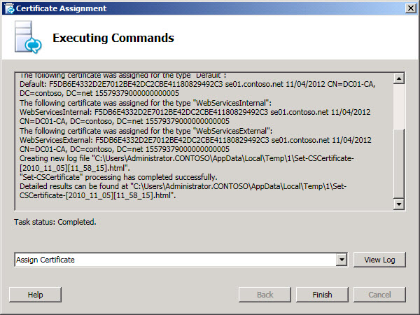 Executing Commands dialog box