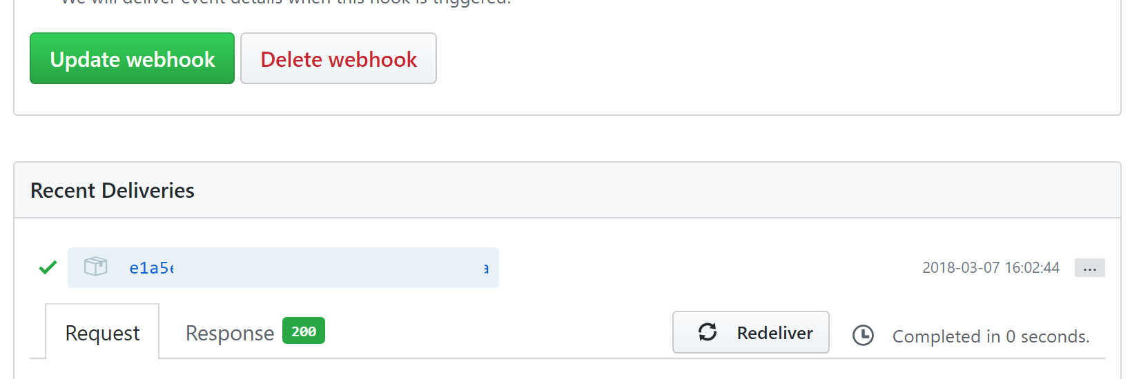Redelivering a GitHub webhook