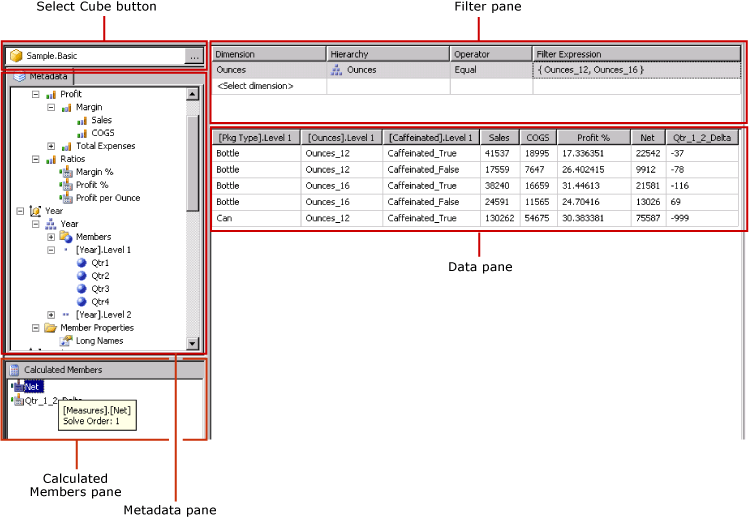 Query Designer for Hyperion Essbase data source