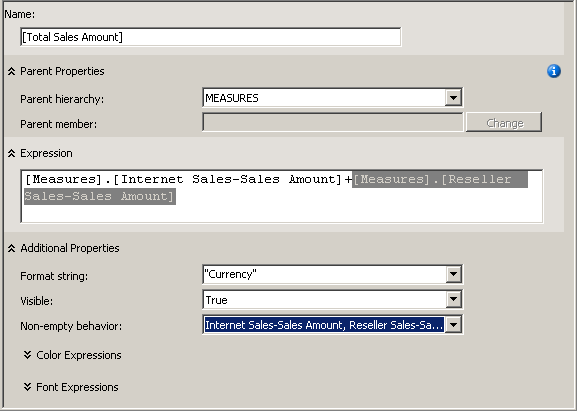 Populated Calculation Expressions pane