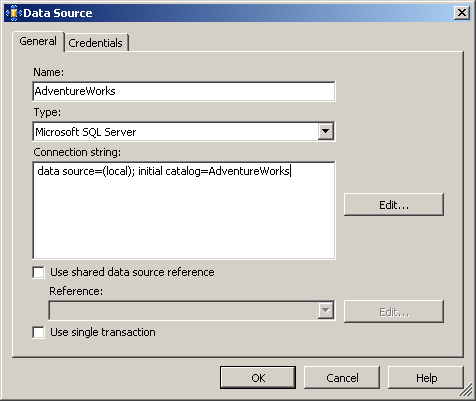 Data Source dialog box