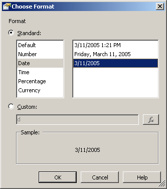 Choose Date Format dialog box