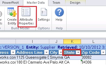 Excel - Attribute Properties Button