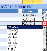 Excel - Drop Down List with States