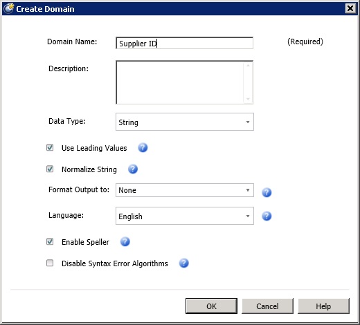 Create Domain Dialog Box