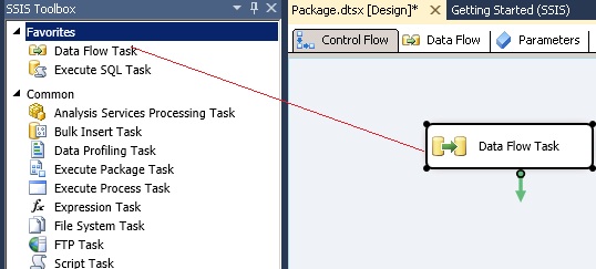 Drag-Drop Data Flow Task from SSIS Toolbox