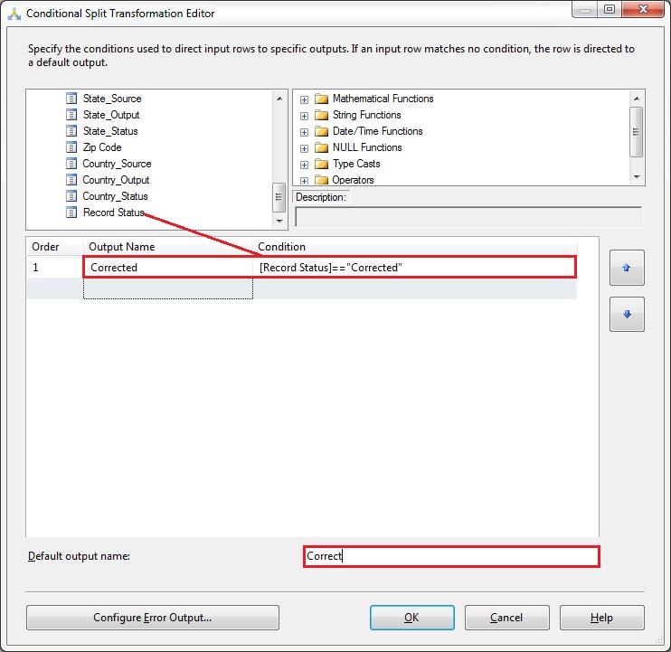 Conditional Split Transformation Editor