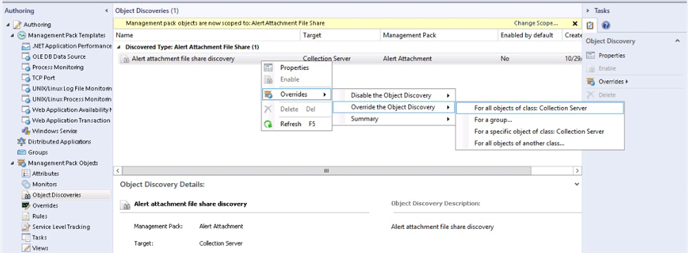 Configure override for Alert Attachment file share