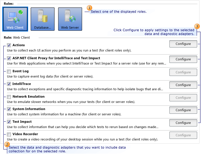 Test setting Data and Diagnostic page