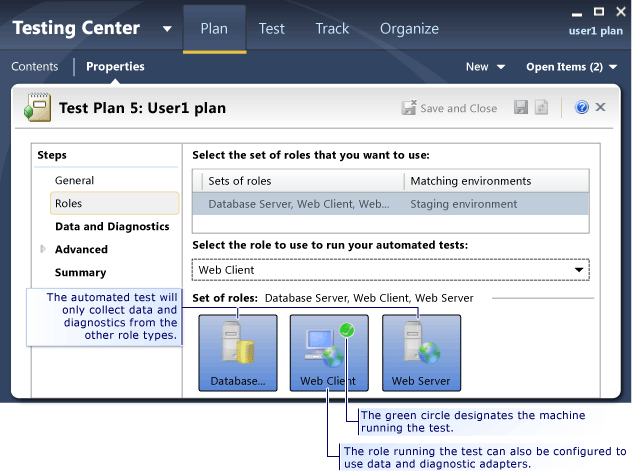 Test setting Roles page