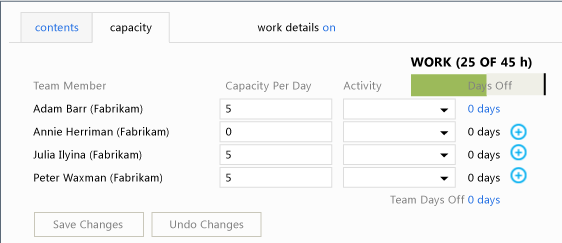 Example Capacity for a Team