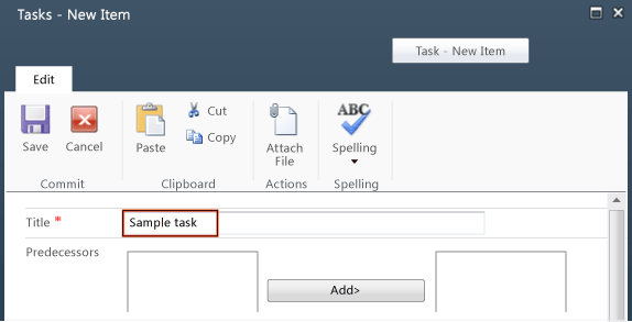 Create new task item