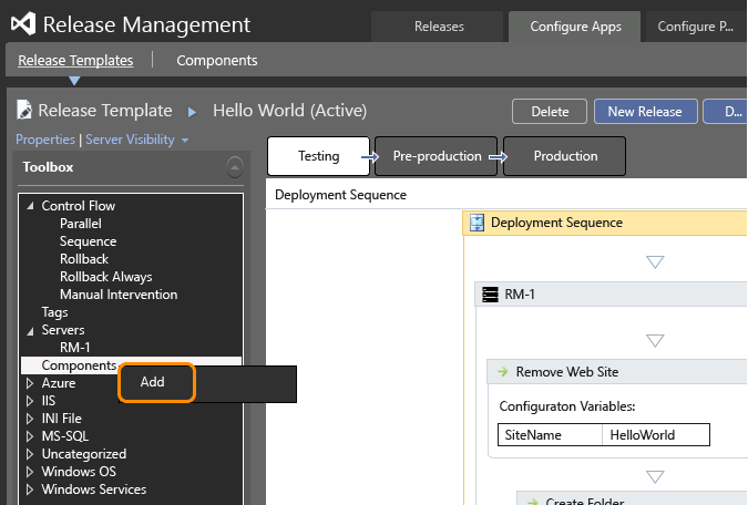 Add the component to the release template