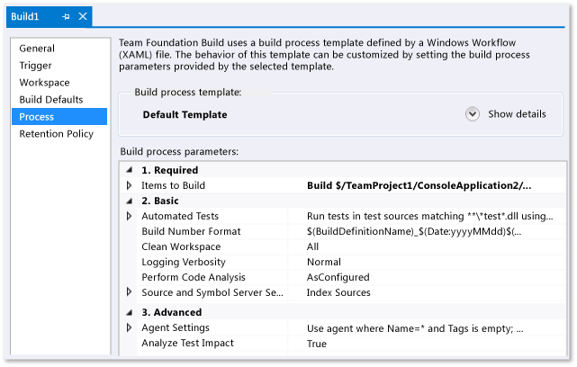 Create a build definition.