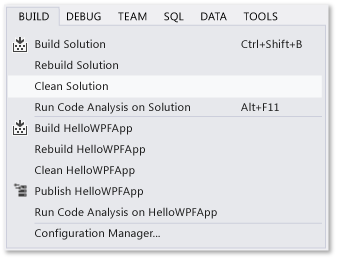 The Clean Solution command on the Build menu