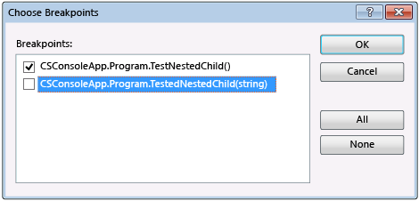 Choose Breakpoints dialog box