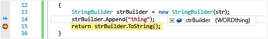 Visual Studio 2015 run-time value inspection