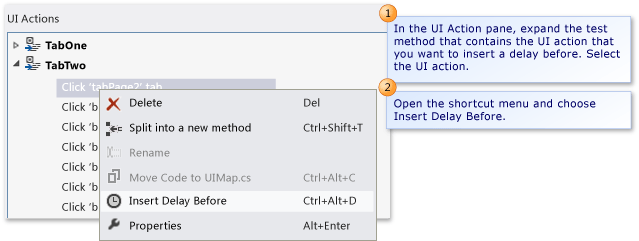 Insert delay before a UI action