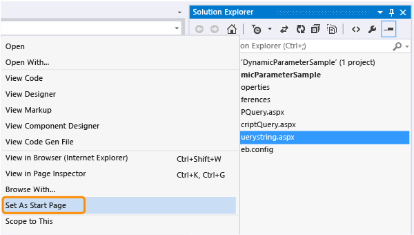 Set the start page on Querystring.aspx