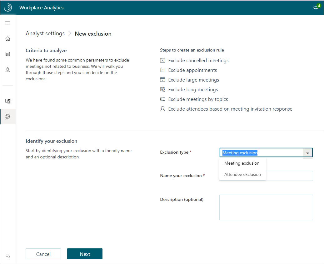 Choose exclusion type.