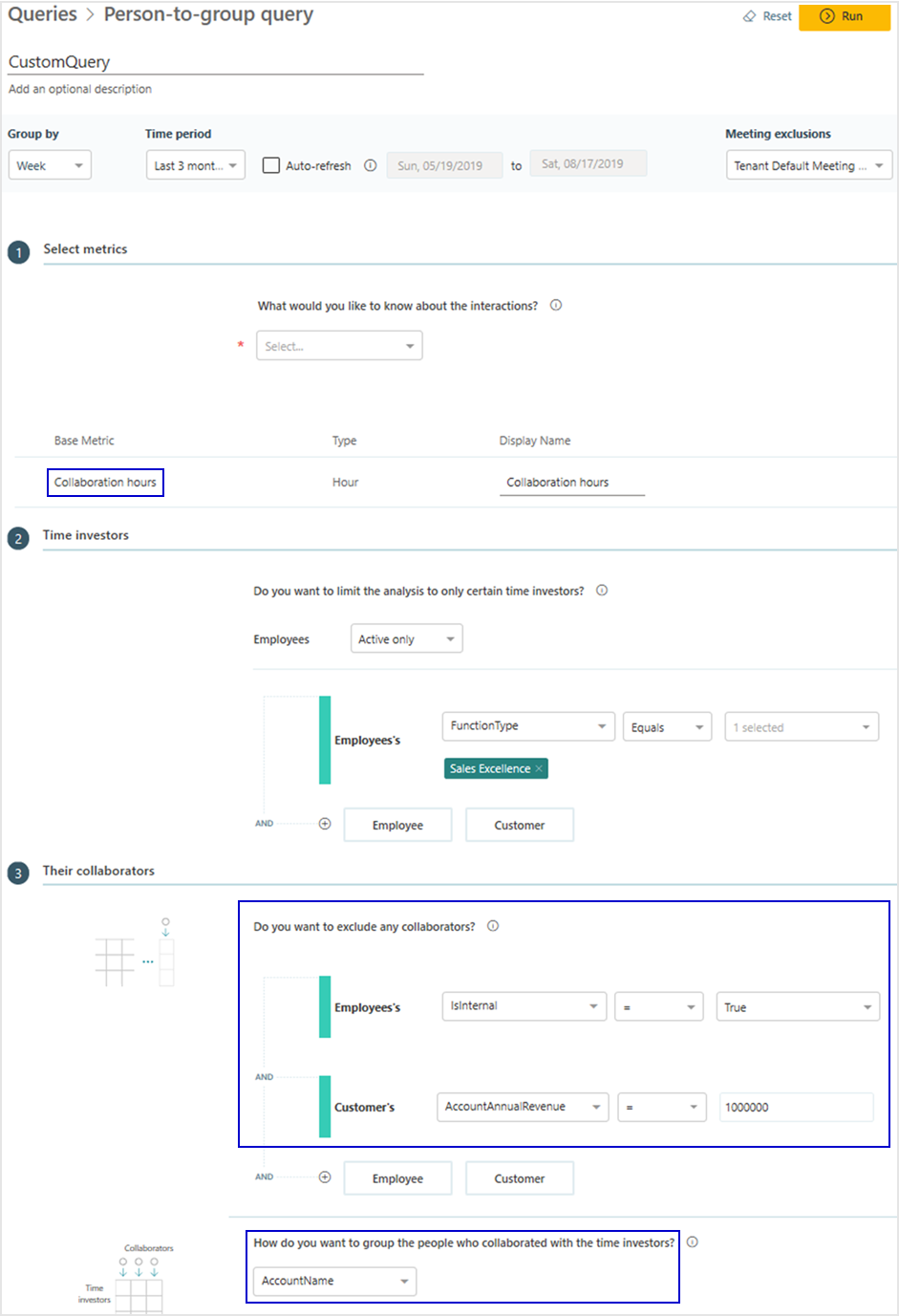 CRM seller to account time correlation query.