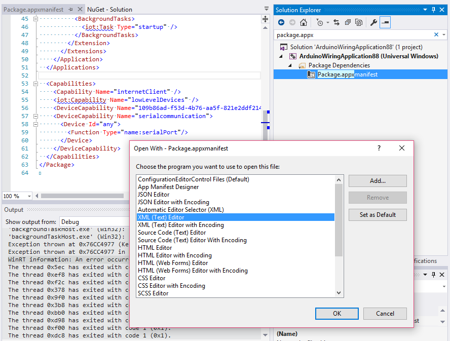 Updating Package.appxmanifest