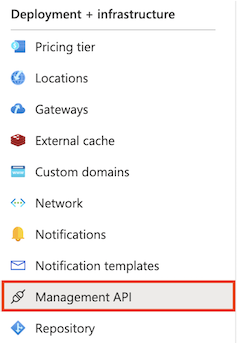 Select Management API in the Azure portal
