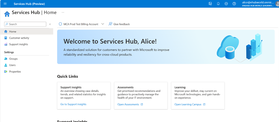 The Microsoft Engage Center home page.