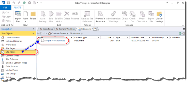 Workflow template in Site Assets.