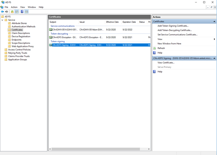 AD FS Certificate Export 1