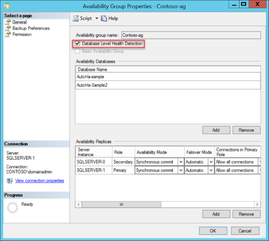 Always On AG Properties Database Level Health Detection