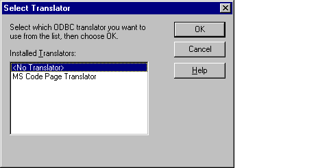 Select Translator dialog box