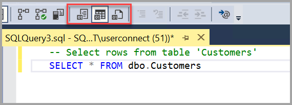 Screenshot of three options for displaying query results.