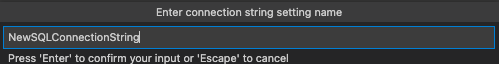 Screenshot of a prompt to enter connection string.