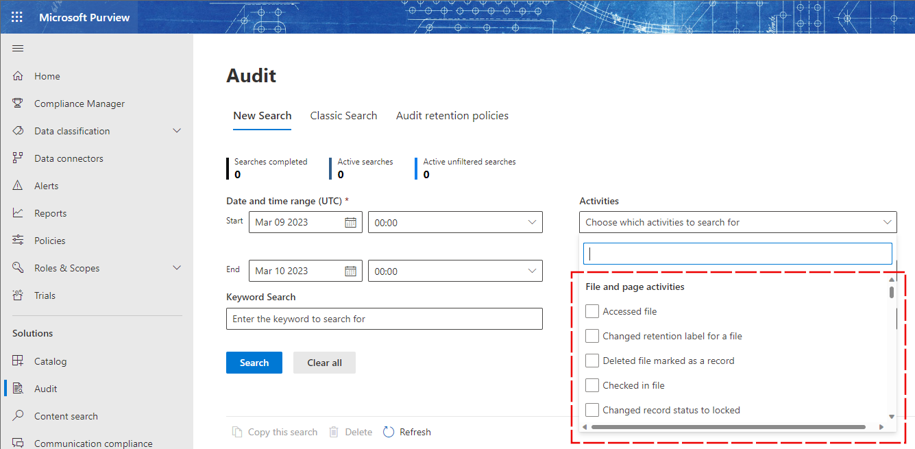 Audit logs UI screenshot