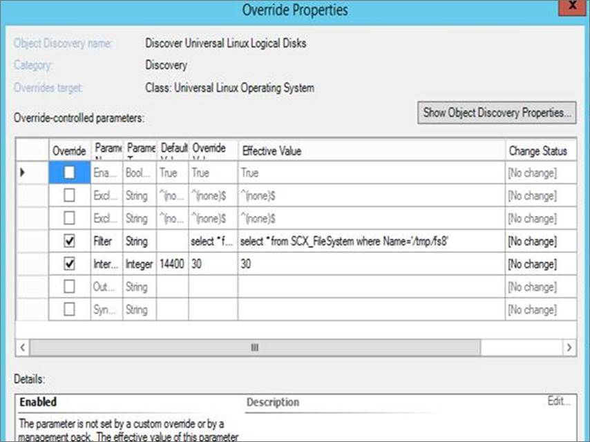 Screenshot showing the override controlled parameters example1.