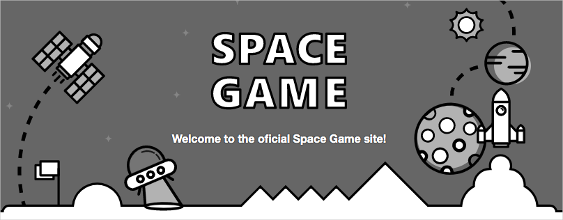 Screenshot of the Space Game website with updated text. The text contains a spelling error.