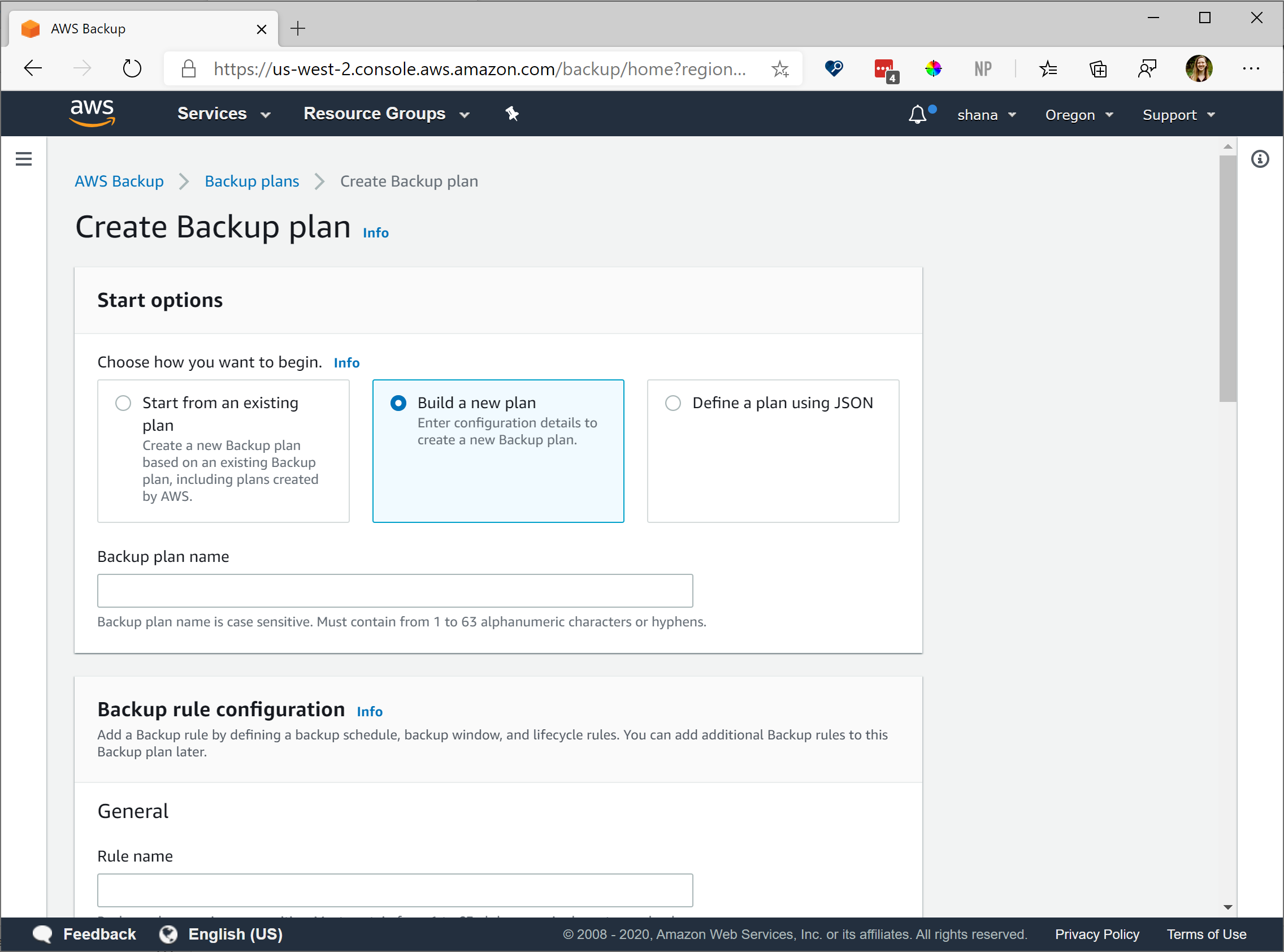 Figure 2: The AWS Backup console. [Courtesy Amazon]